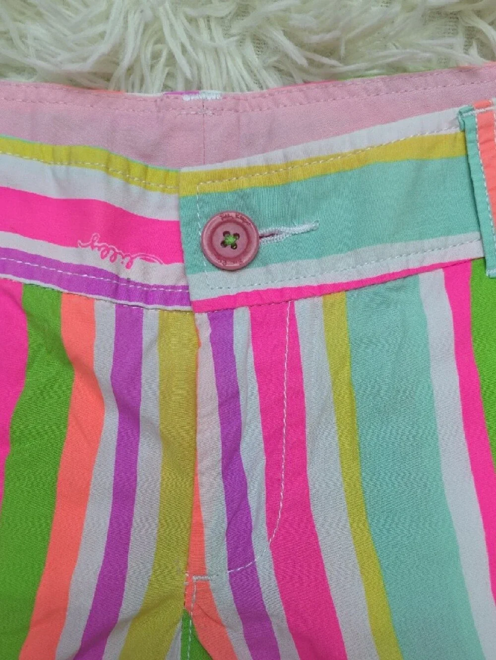 Lilly Pulitzer Multicolor Striped Bermuda Shorts - Pink, Green & Yellow
